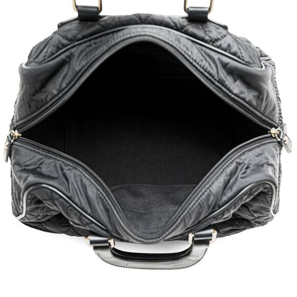 Pre Loved chanel Quilted Nylon Satchel Handbag Women Black Handbags - Picture 4 of 8